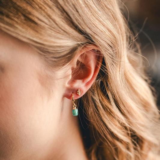 Rough Cut Gemstone Huggie Earrings