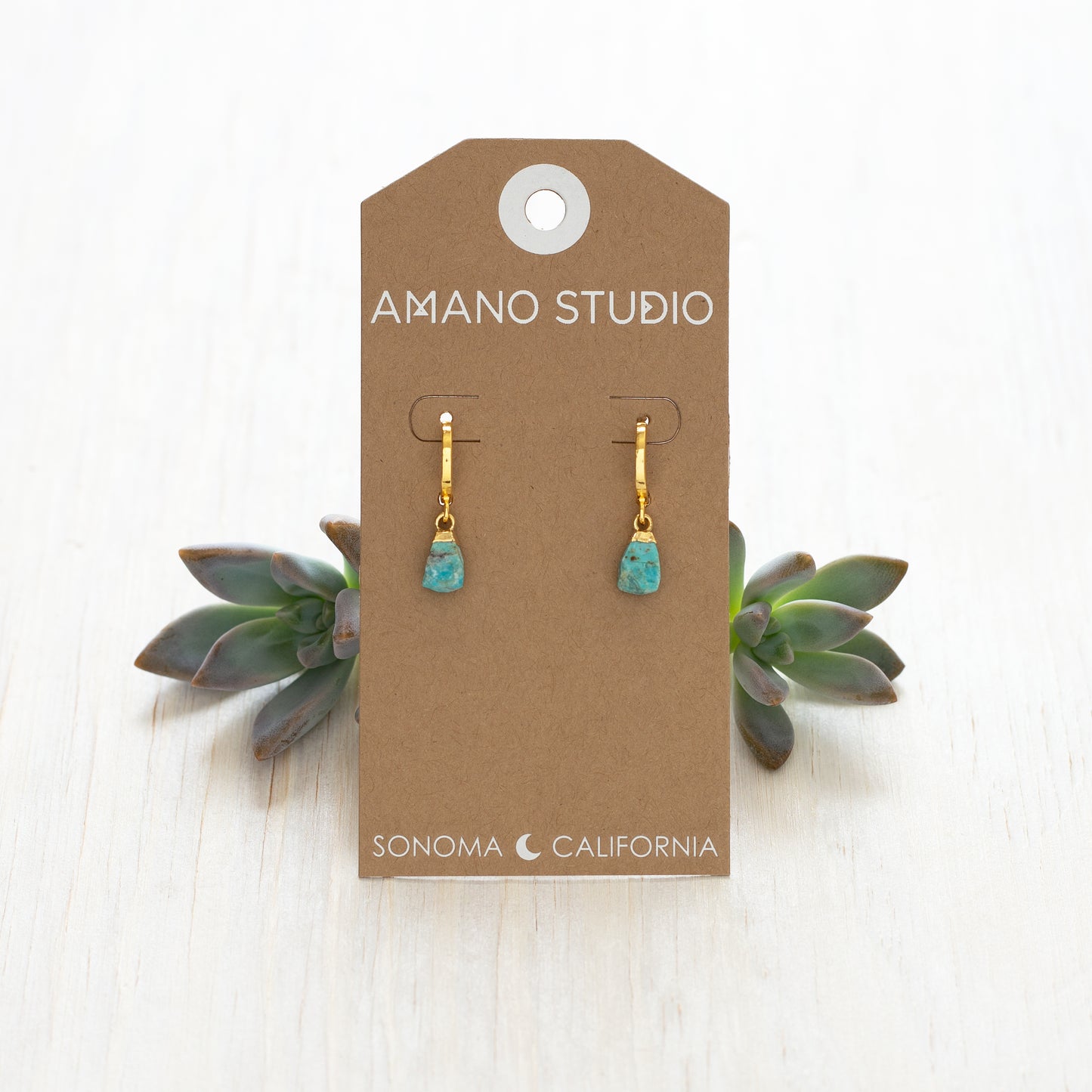 Rough Cut Gemstone Huggie Earrings