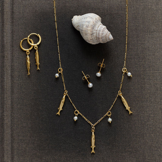 Tiny Fish and Pearl Necklace