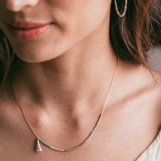 Miyuki Seed Bead Necklace | Sky