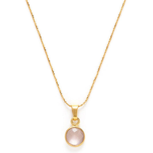 October Birthstone Necklace | Rose Quartz