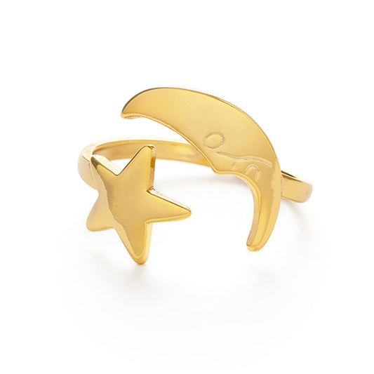 Crescent Moon and Star Ring