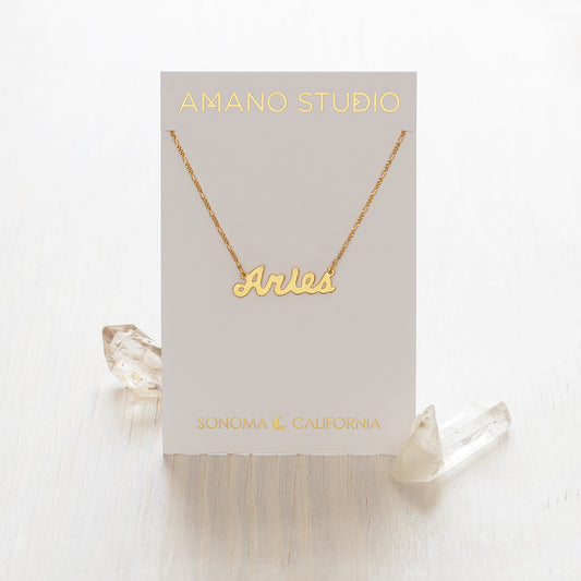 Zodiac Script Necklaces | Aries