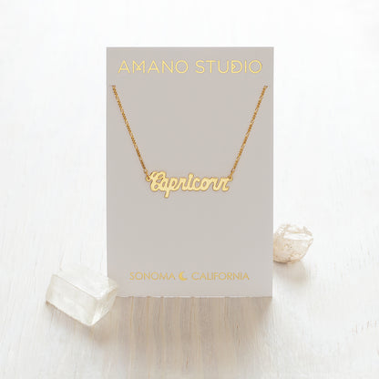 Zodiac Script Necklaces | Capricorn