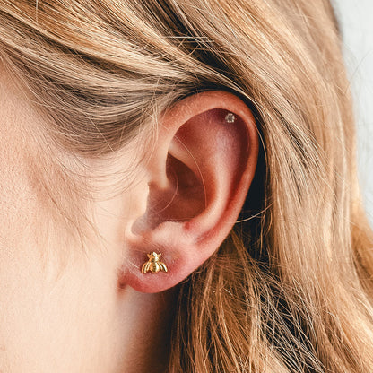 Gold Tiny Honey Bee Studs