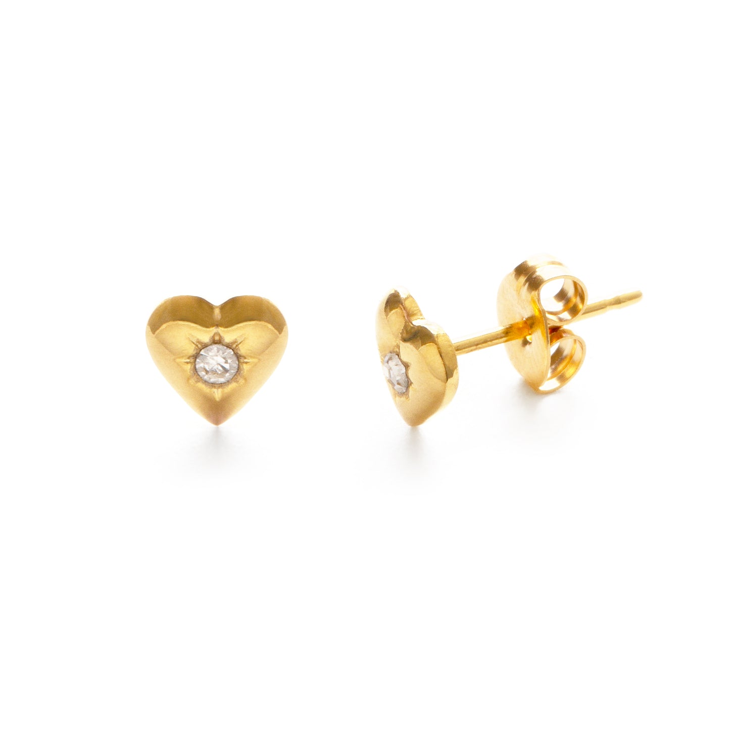 Heart with Crystal Stud Earrings