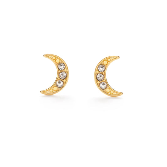 Tiny Crescent Moon Stud Earrings