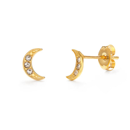 Tiny Crescent Moon Stud Earrings