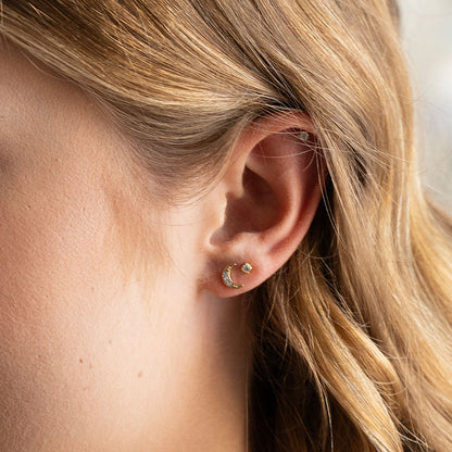 Tiny Crescent Moon Stud Earrings