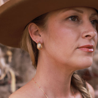 Vintage Beaded Shell Hoops