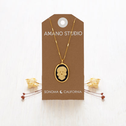 Mexican Sugar Skull Cameo Necklace