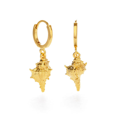 Conch Shell Huggie Hoops