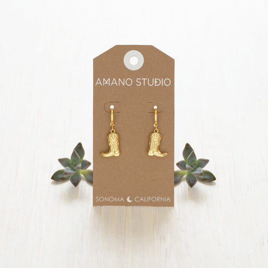 Cowboy Boot Huggie Hoops