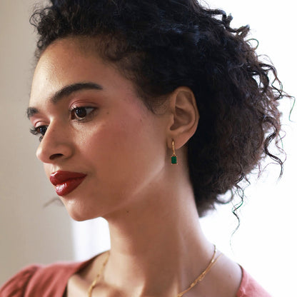 Emerald Green Huggie Hoops