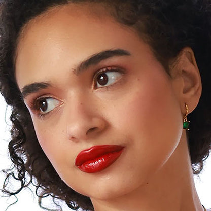 Emerald Cut Green Huggie Hoops