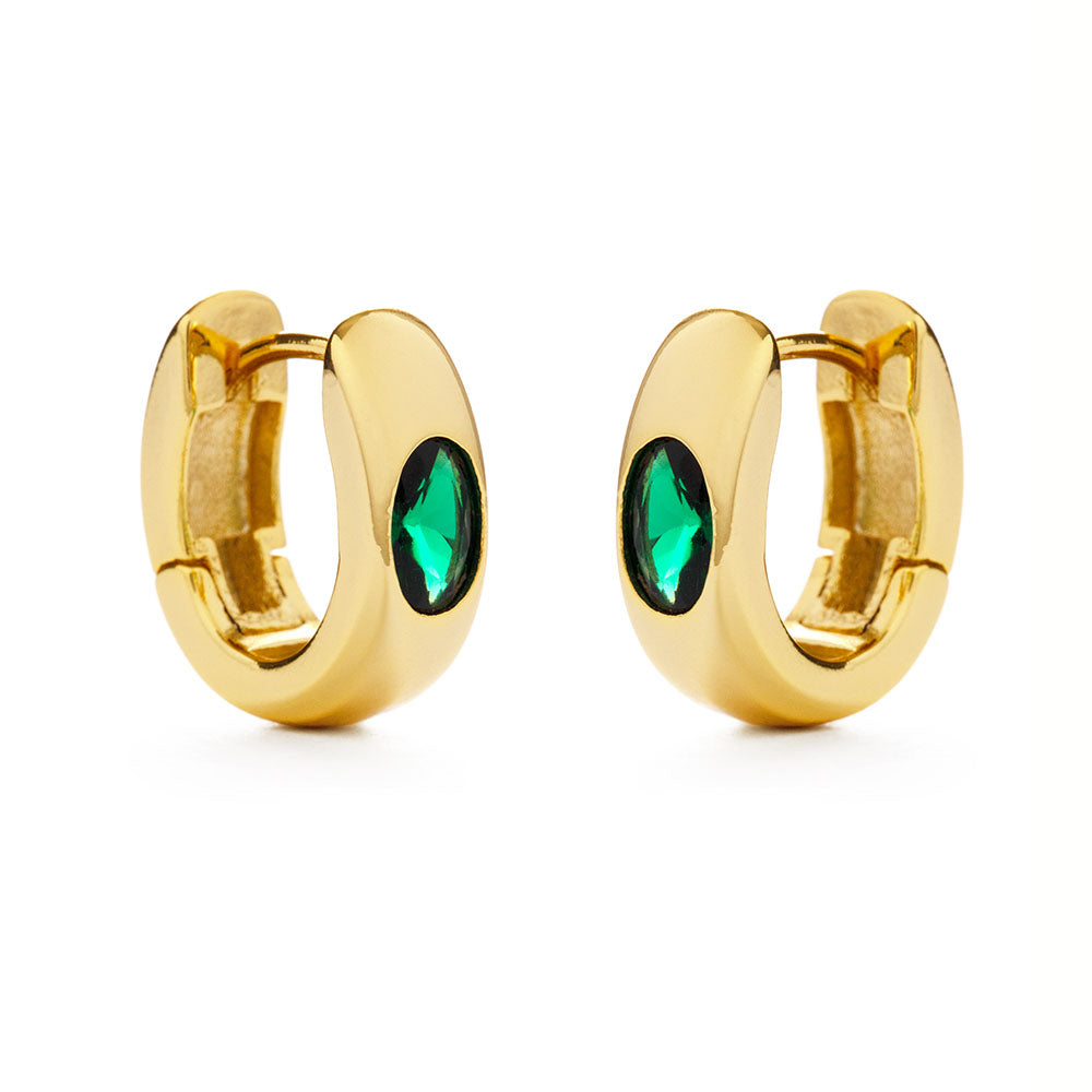 Emerald Chunky Huggie Hoops