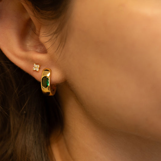 Tiny Crystal Flower Stud Earrings