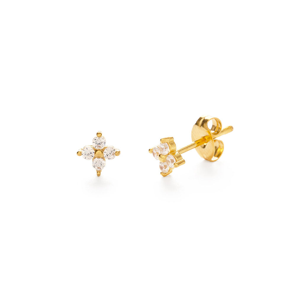 Tiny Crystal Flower Stud Earrings