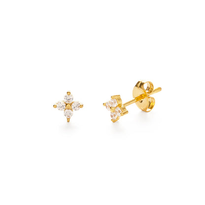 Tiny Crystal Flower Stud Earrings