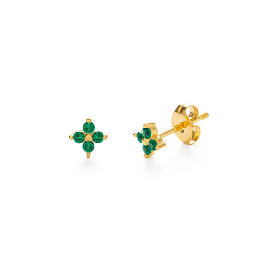 Tiny Crystal Flower Stud Earrings