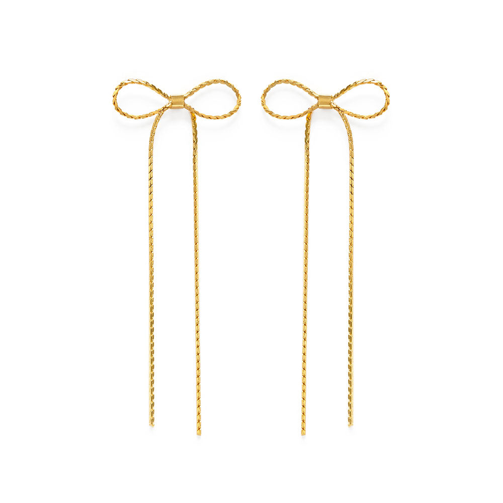 Long Bow Stud Earrings