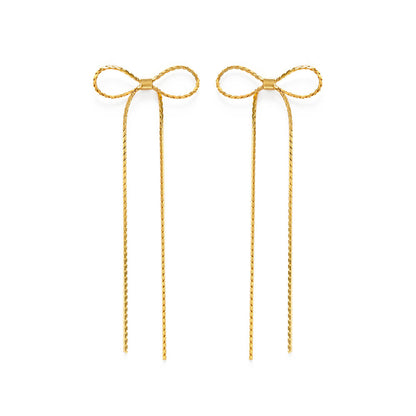 Long Bow Stud Earrings
