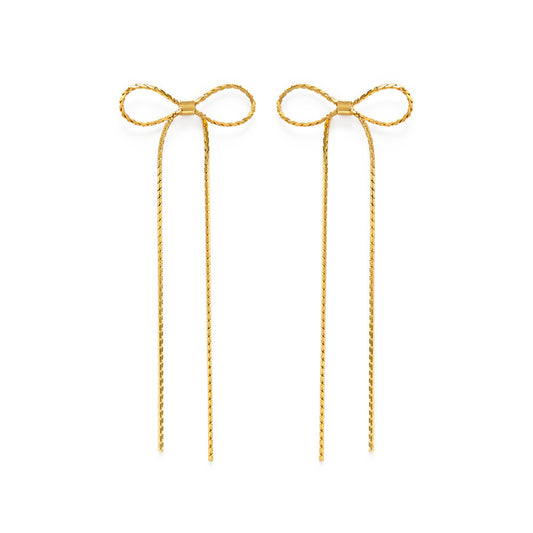 Long Bow Stud Earrings