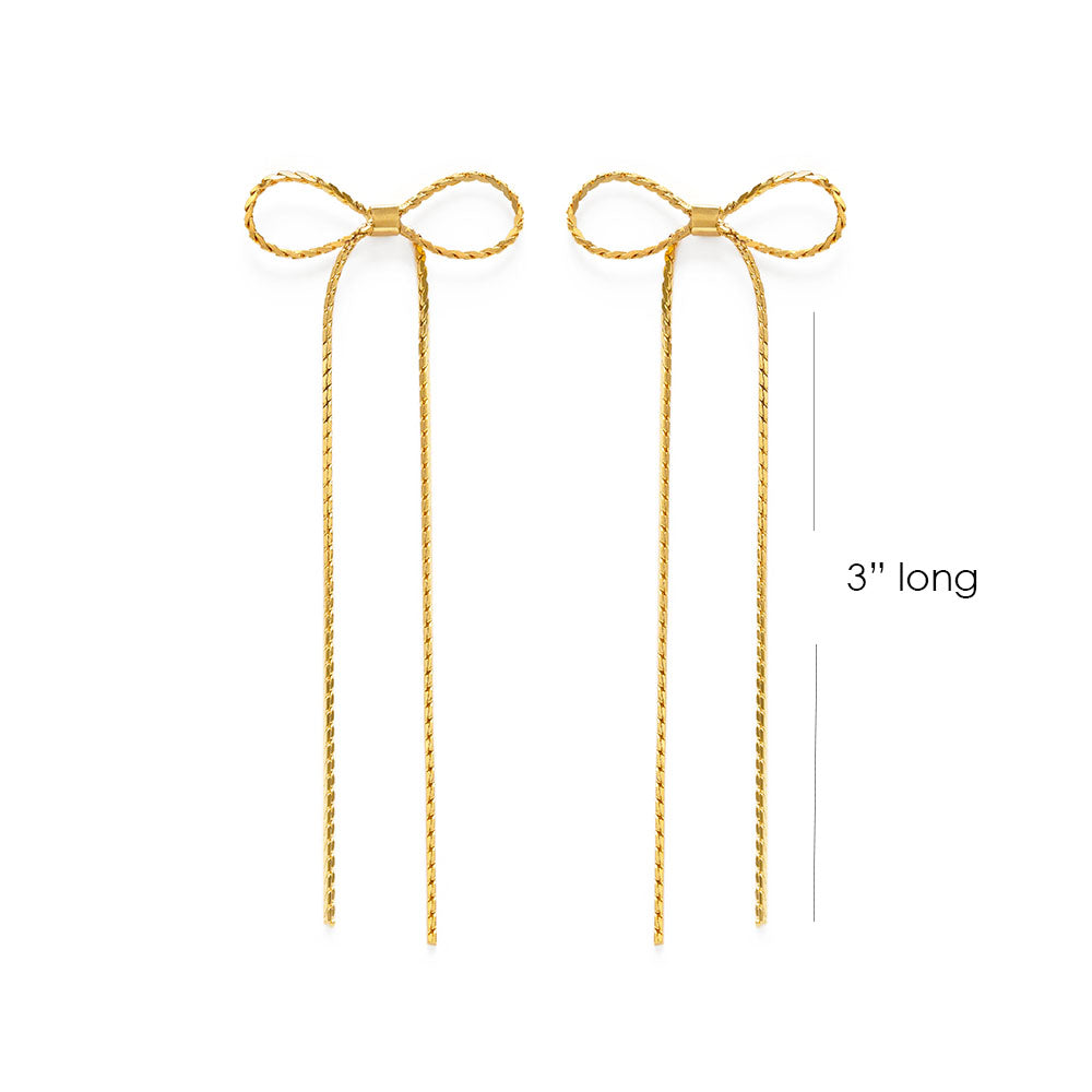 Long Bow Stud Earrings