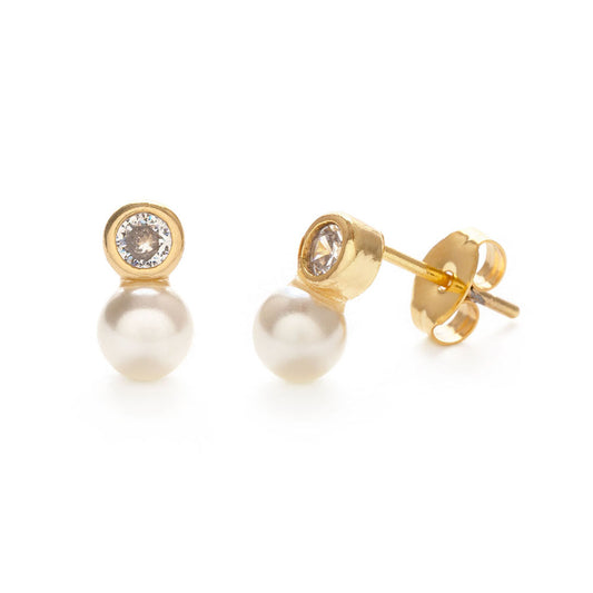 Pearl + Crystal Stud Earrings