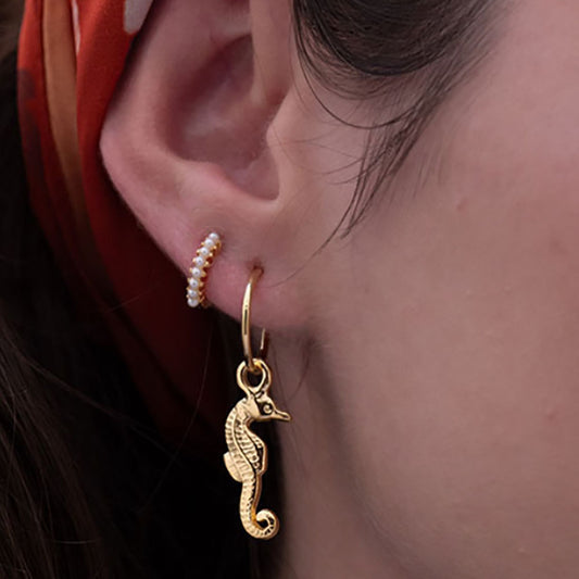 10mm Pearl Huggie Hoops