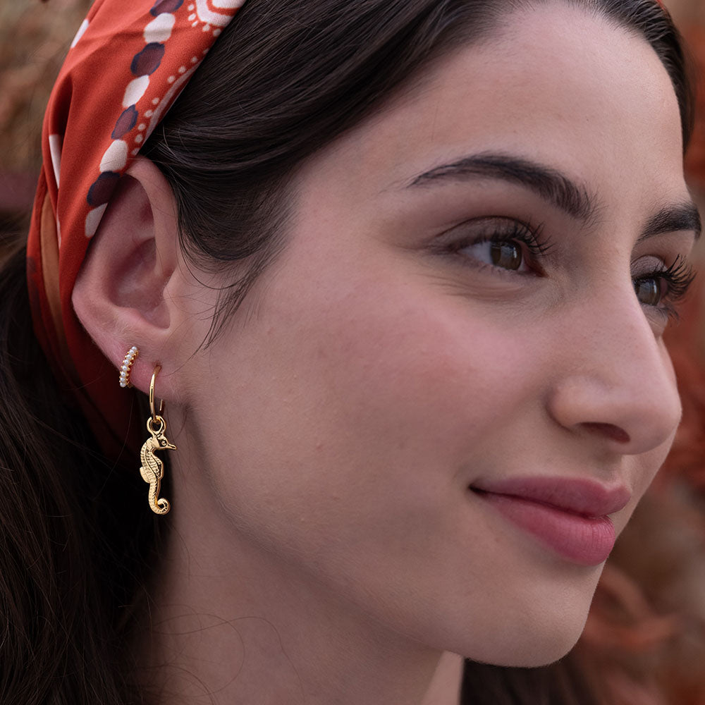 10mm Pearl Huggie Hoops