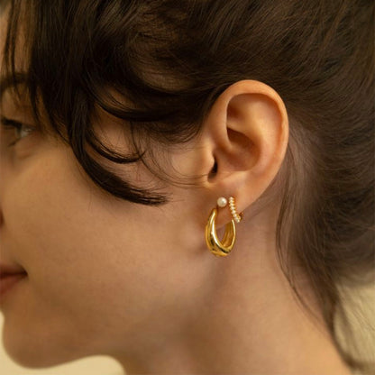 10mm Pearl Huggie Hoops