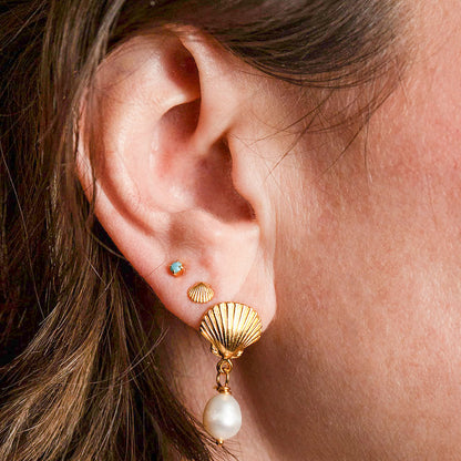 Shell + Pearl Drop Earrings