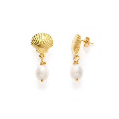 Shell + Pearl Drop Earrings