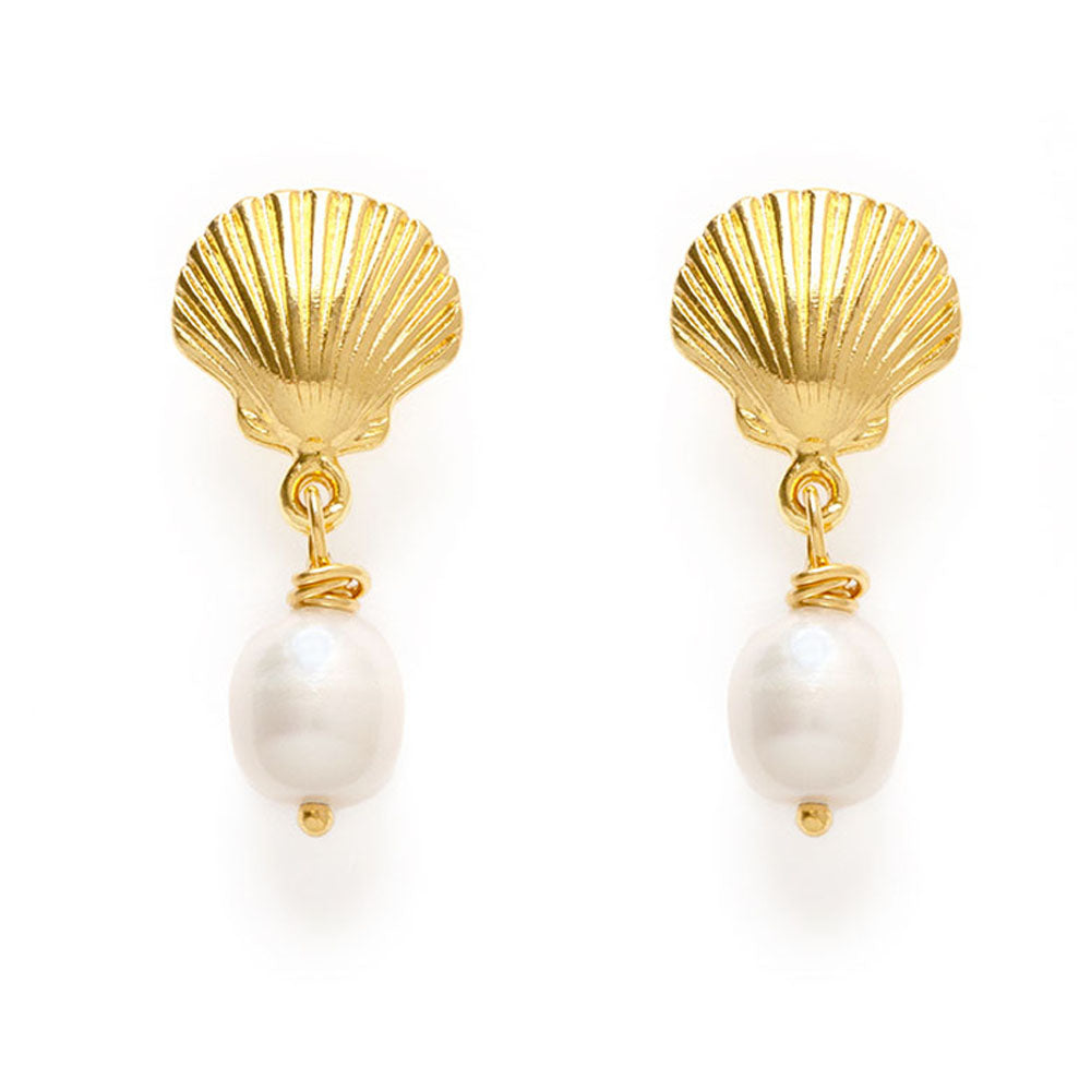 Shell + Pearl Drop Earrings