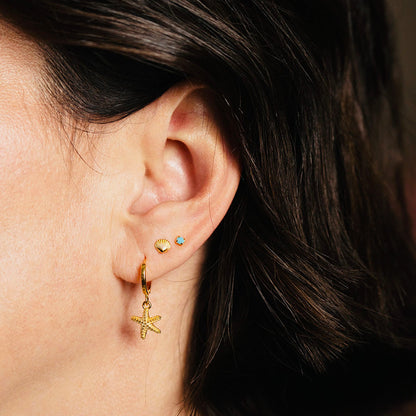Starfish Huggie Hoop Earrings