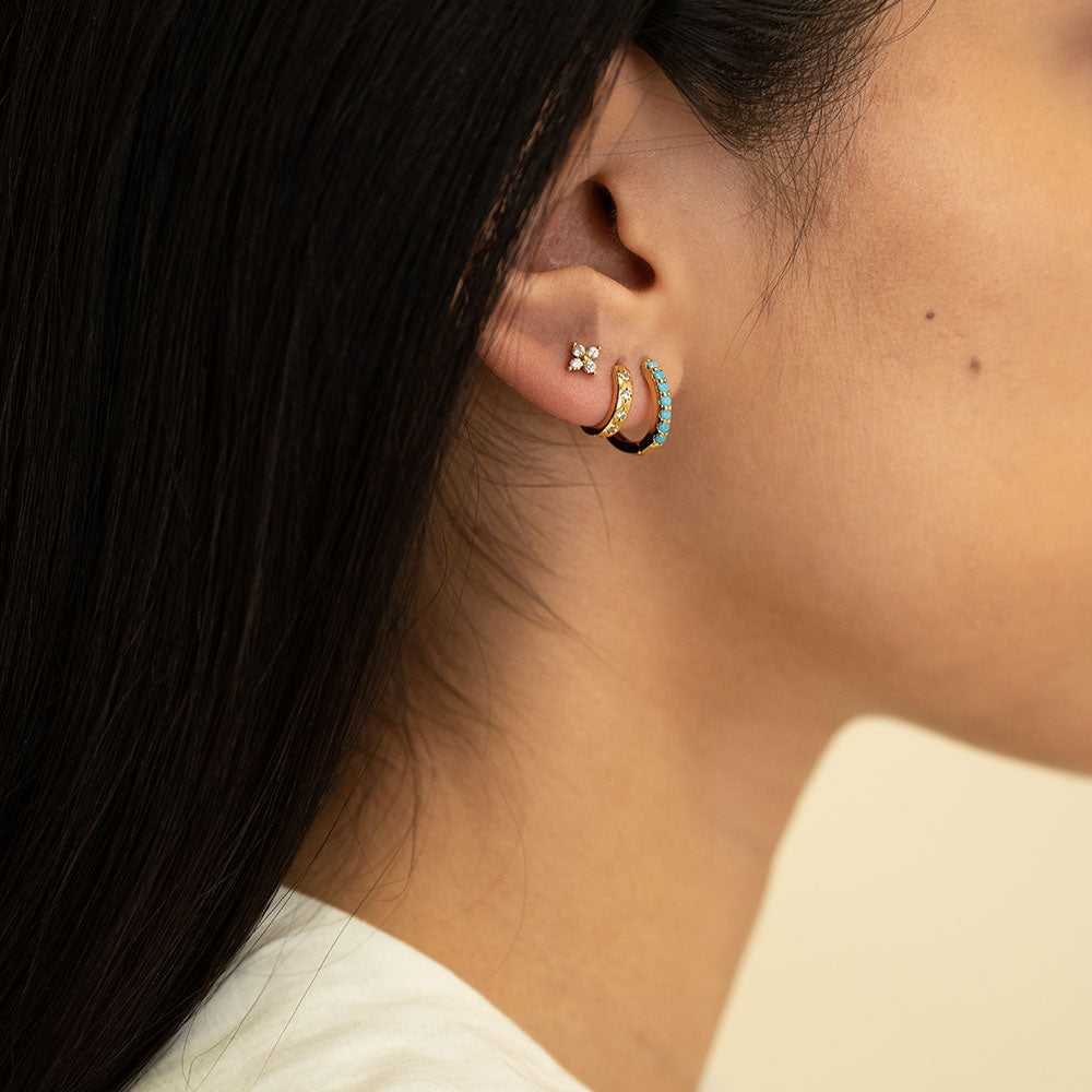 13mm Turquoise Huggie Hoops