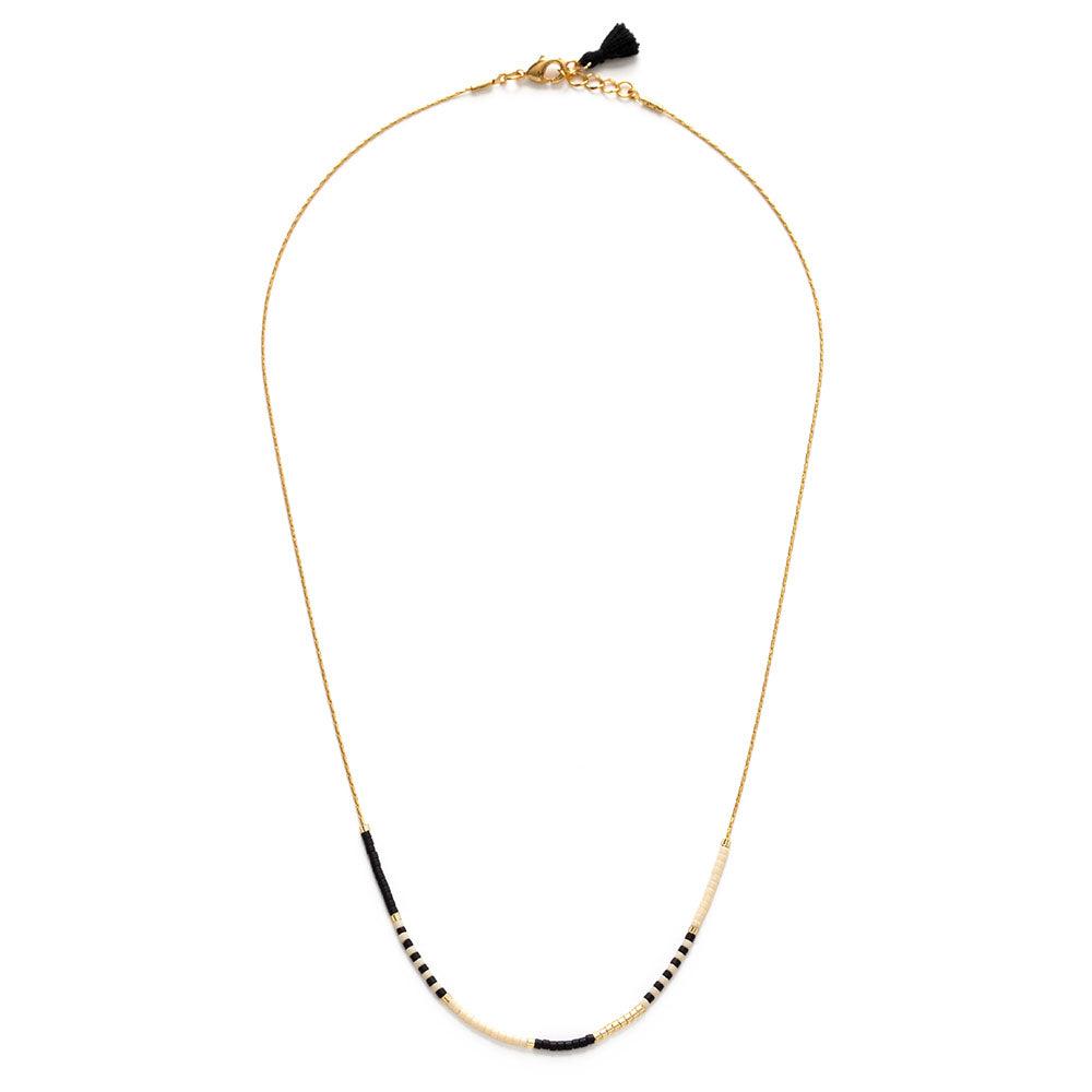 Miyuki Japanese Bead Necklace - Bone & Black – Amano Studio Jewelry