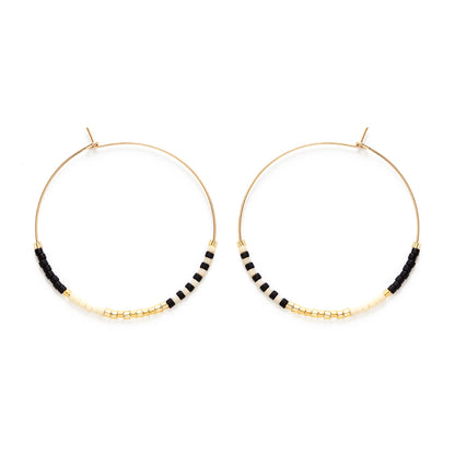 Miyuki Seed Bead Hoops | Black & Bone