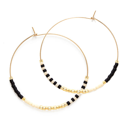 Miyuki Seed Bead Hoops | Black & Bone