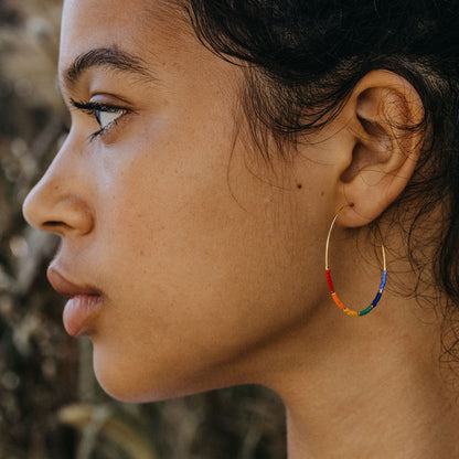 Miyuki Seed Bead Hoops | Black & Bone