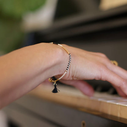 Miyuki Japanese Seed Bead Bracelet | Black & Bone