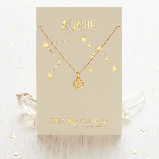 Tiny Zodiac Medallion | Aquarius