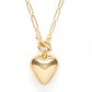 Puffed Heart on Paperclip Chain Necklace