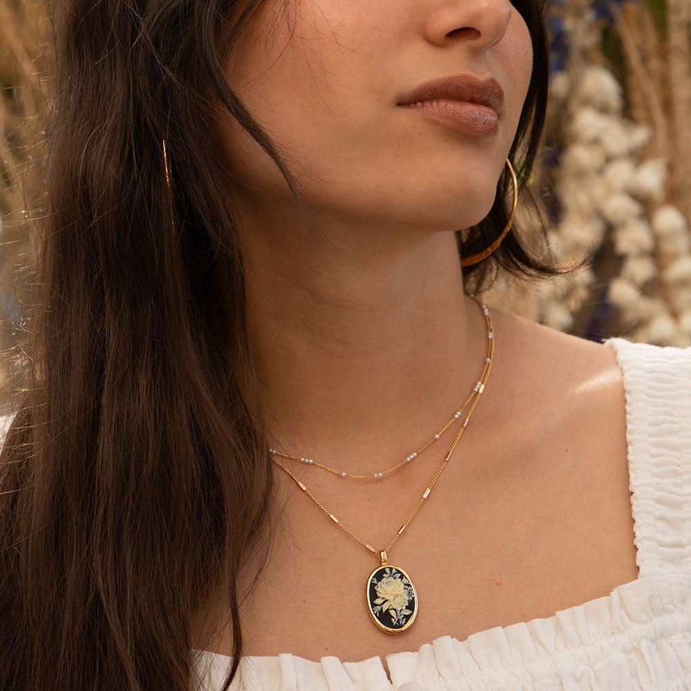 Gothic Rose Vintage Cameo Necklace