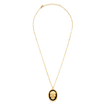 Mexican Sugar Skull Cameo Necklace