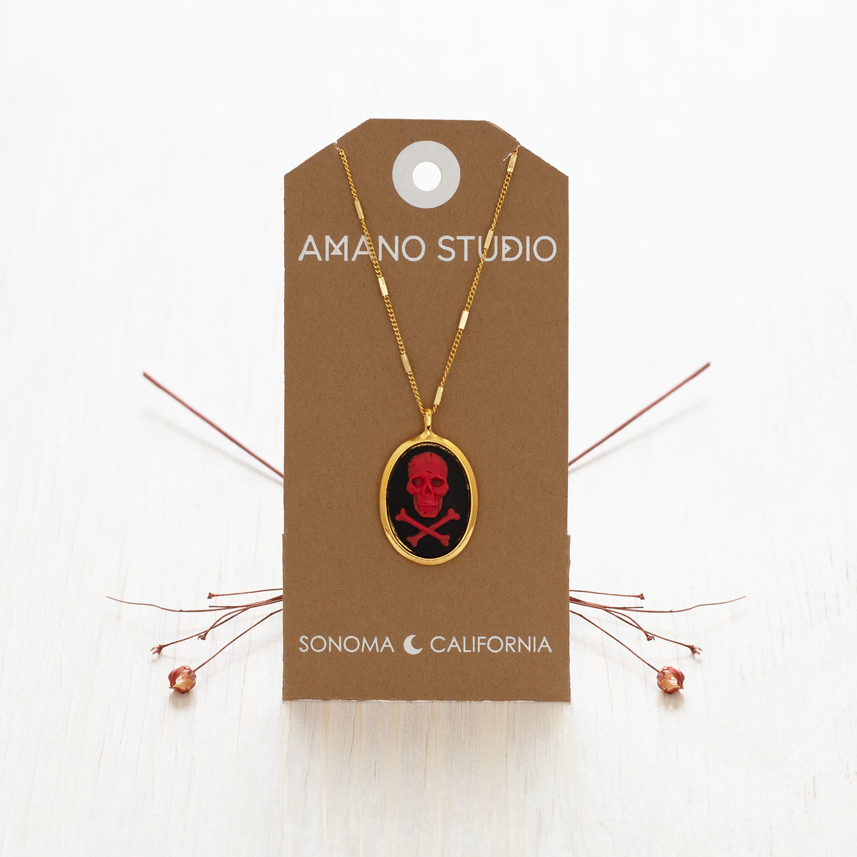Skull and Crossbones Cameo Necklace