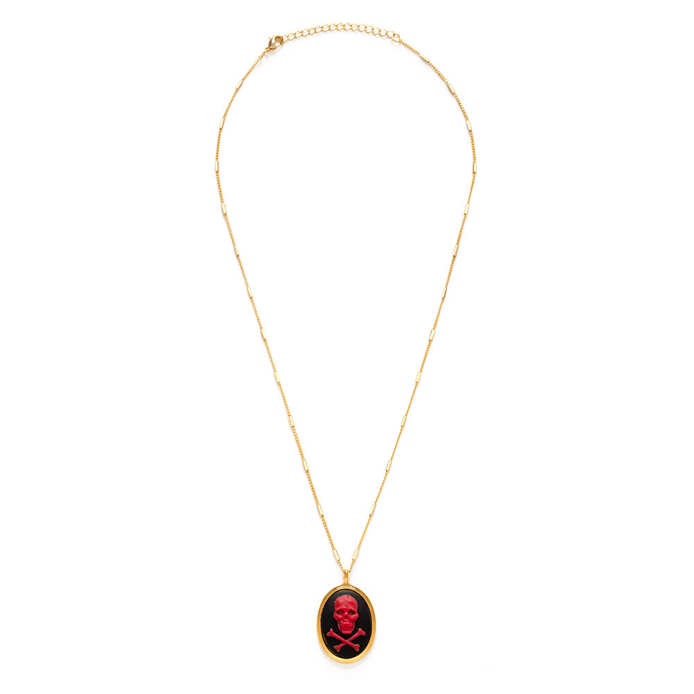 Skull and Crossbones Cameo Necklace