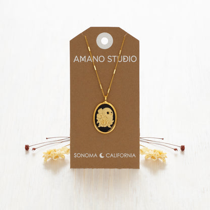 Sugar Skull and Roses Cameo Necklace