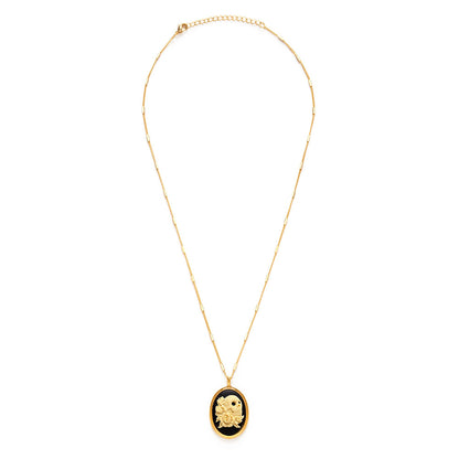 Sugar Skull and Roses Cameo Necklace